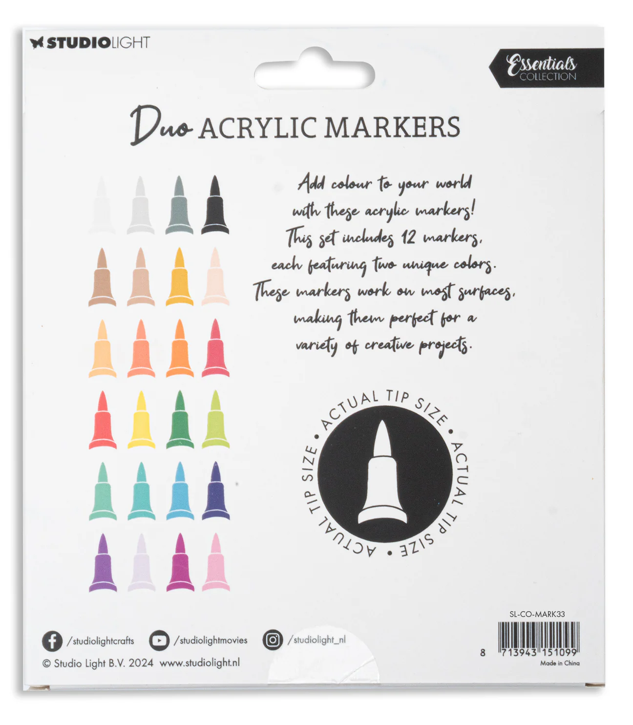 Studio Light Essentials Duo Acrylic Markers - 12 Markers, 24 Colours - Image 2