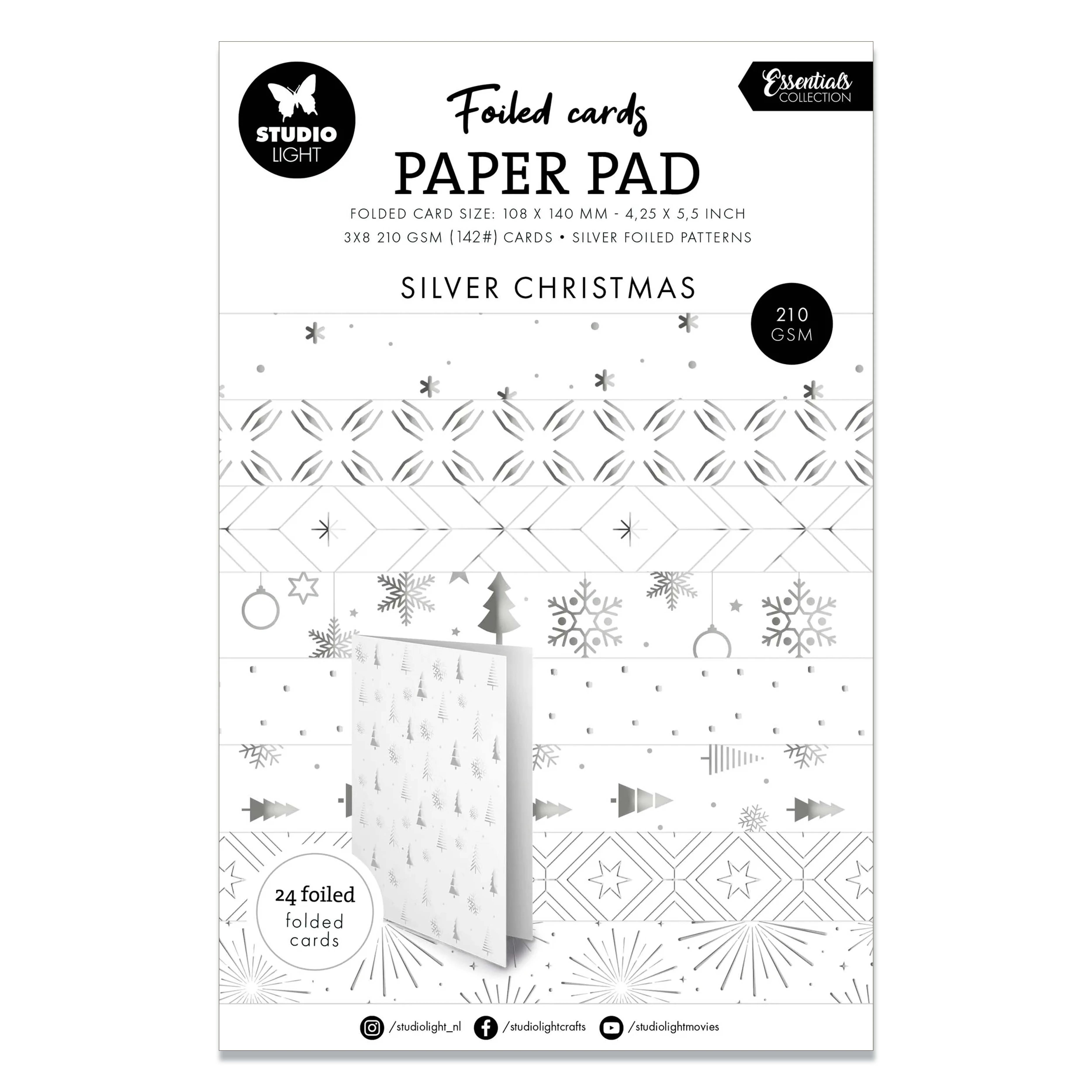 Studio Light Essentials Foiled Cards Silver Patterns