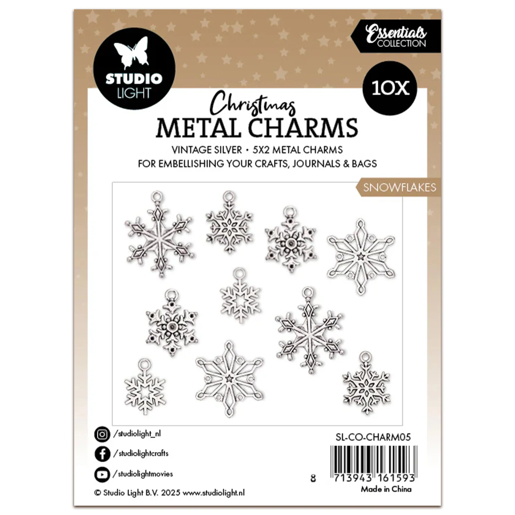 Studio Light Essentials Metal Charms Snowflakes - Image 2