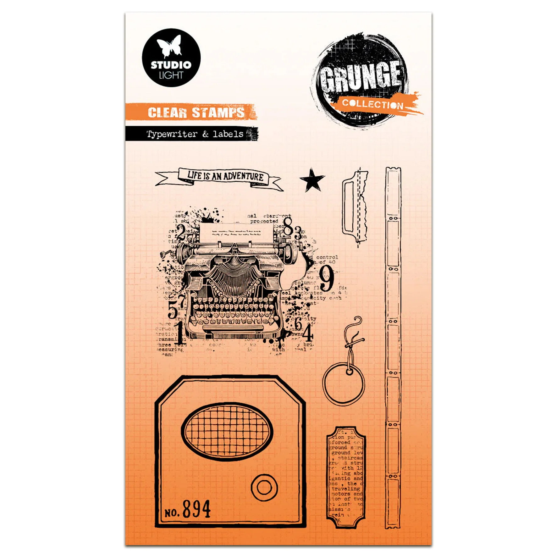 Studio Light Grunge Clear Stamp - Typewriter & Labels - Nr.826