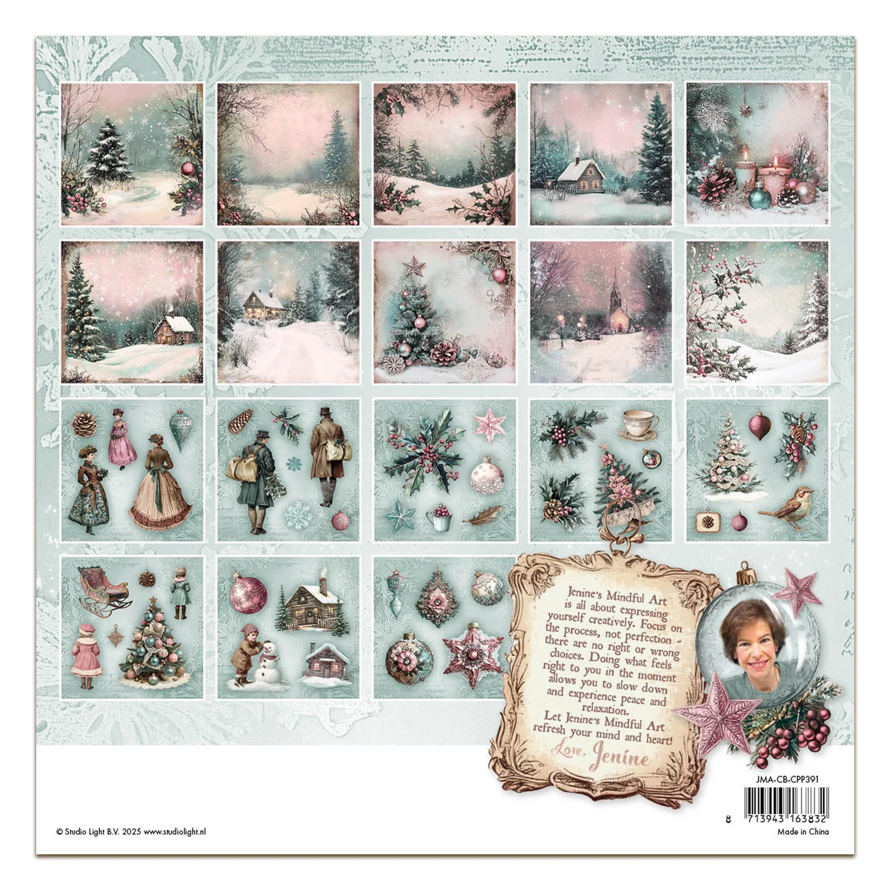Studio Light Jenine's Mindful Art Christmas Blush - Collage Paper Pad Backgrounds & Elements - Image 4