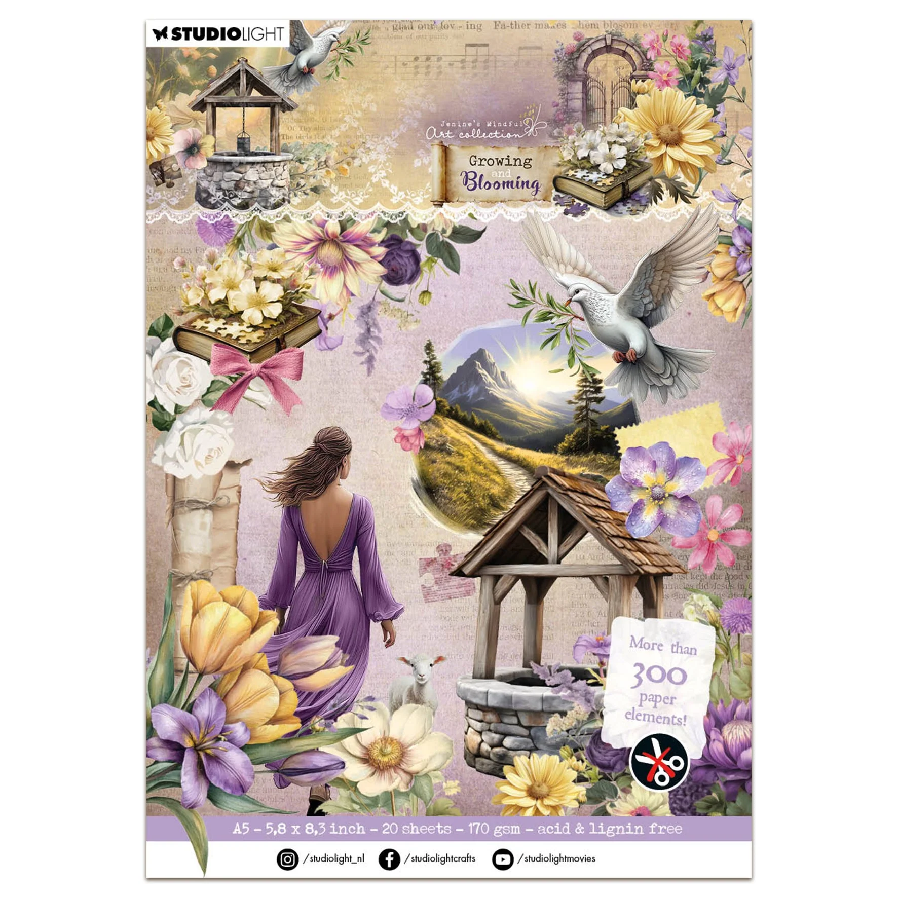 Studio Light Jenine's Mindful Art - Growing & Blooming - Die-cut Paper Pad - Paper Elements