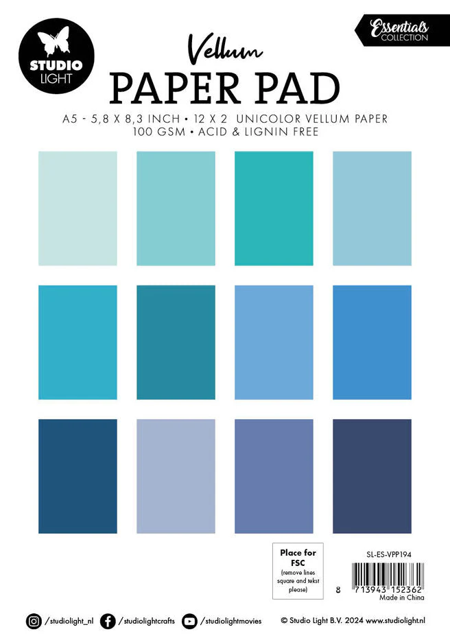 Studio Light Shades of Blue A5 Essentials Vellum Paper Pad - Image 2