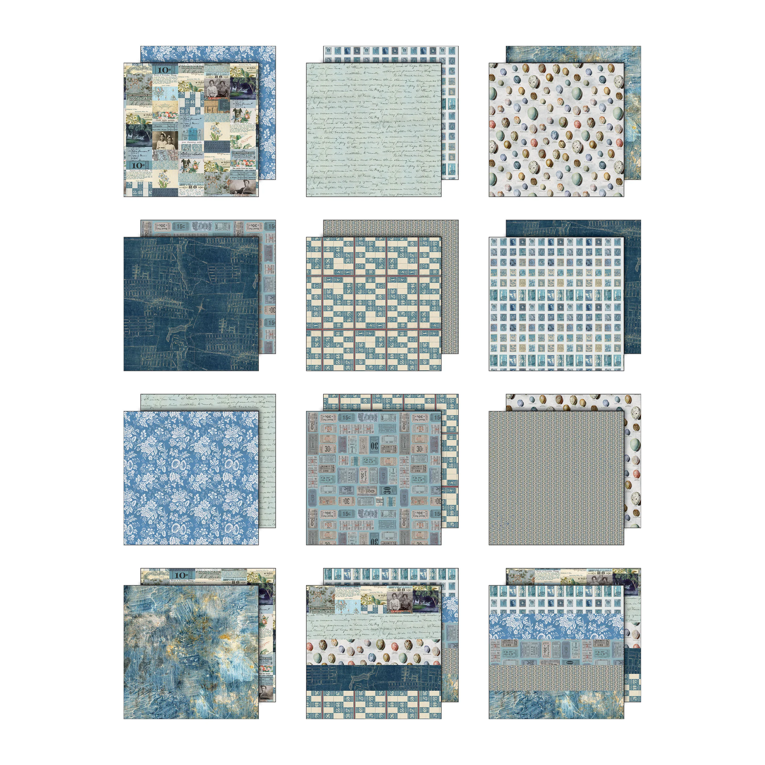 Tim Holtz idea-ology 12x12 Palette Paper Collection: Blue - Image 2