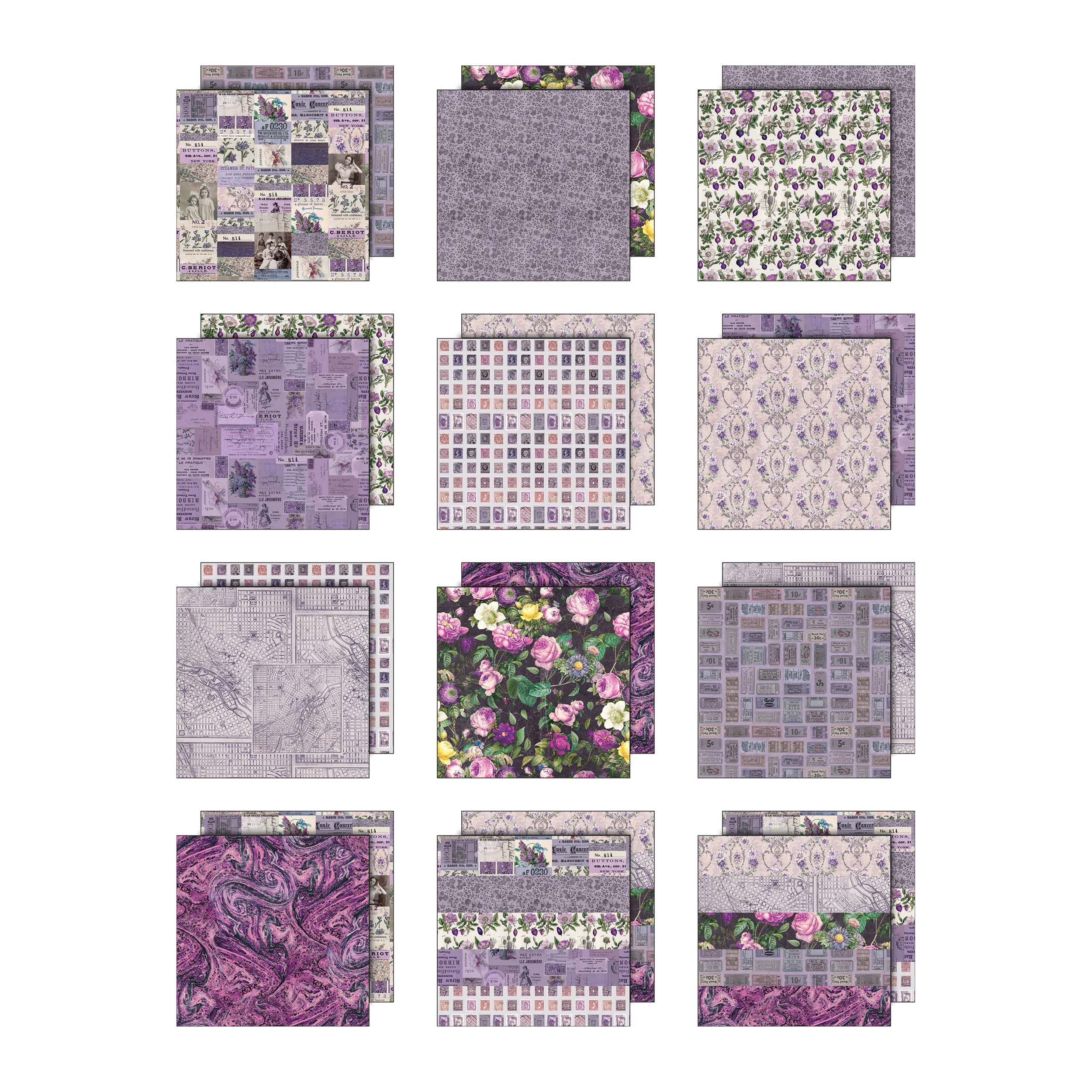 Tim Holtz idea-ology 12x12 Palette Paper Collection: Purple Preorder* - Image 2