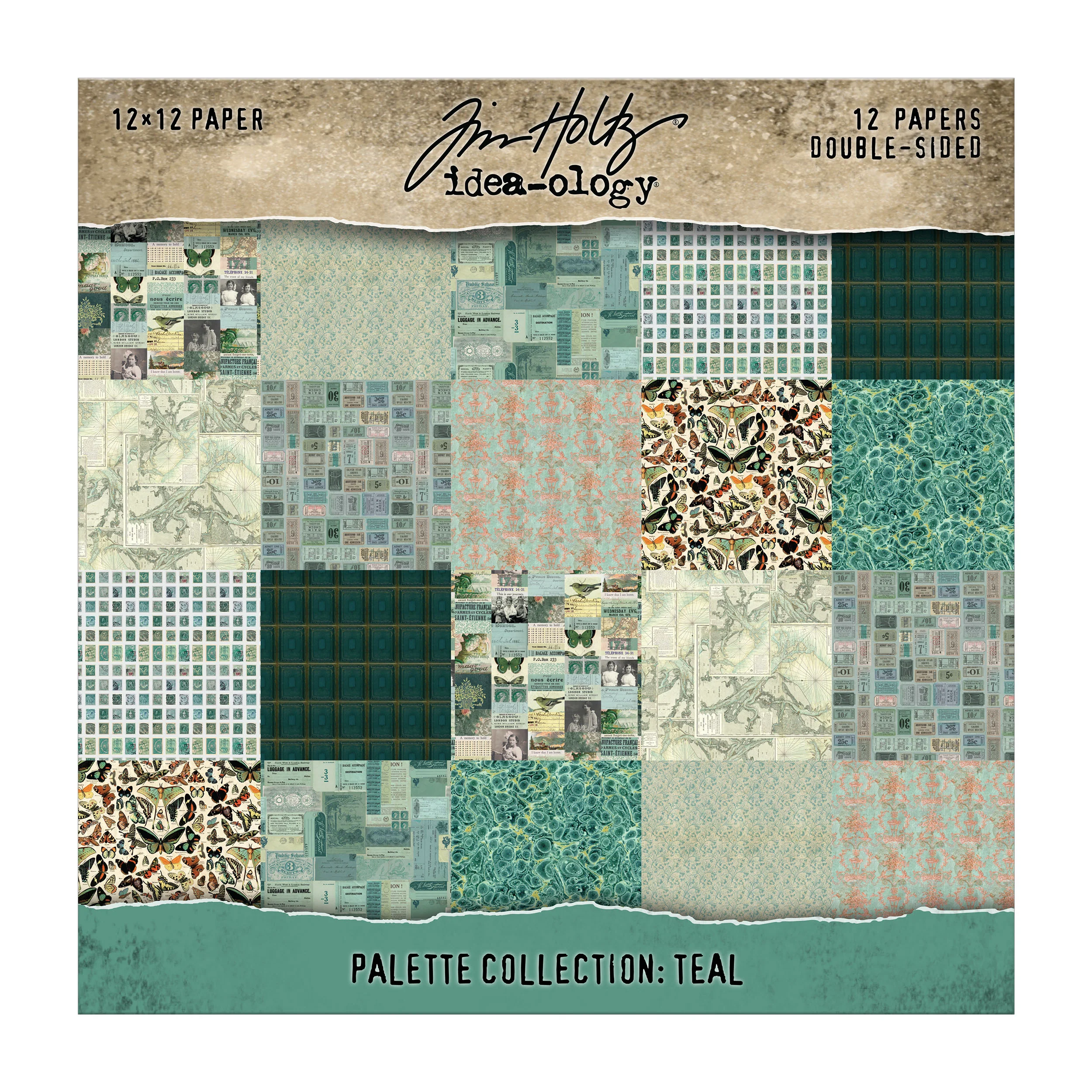 Tim Holtz idea-ology 12x12 Palette Paper Collection: Teal
