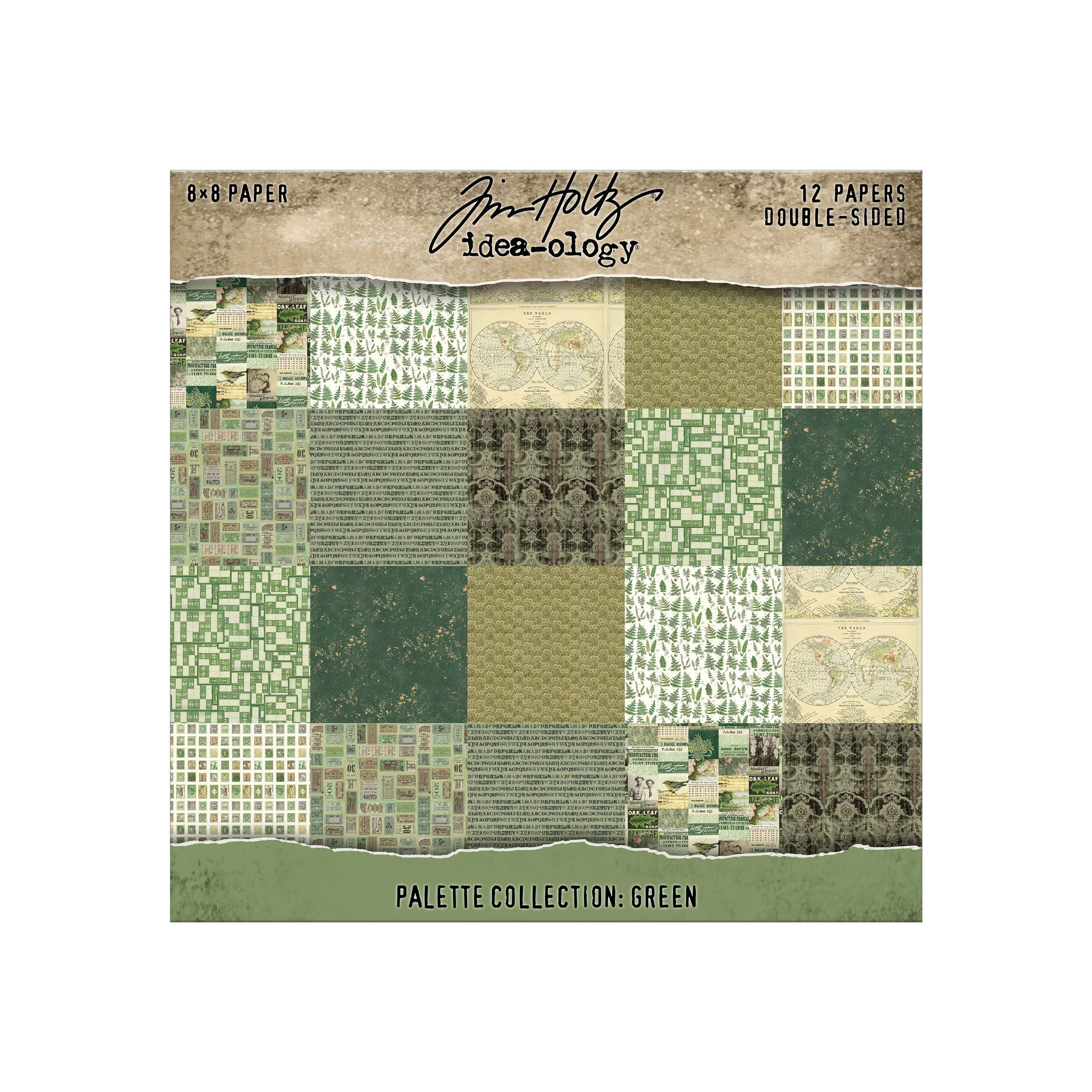 Tim Holtz idea-ology 8 x 8 Palette Paper Collection: Green