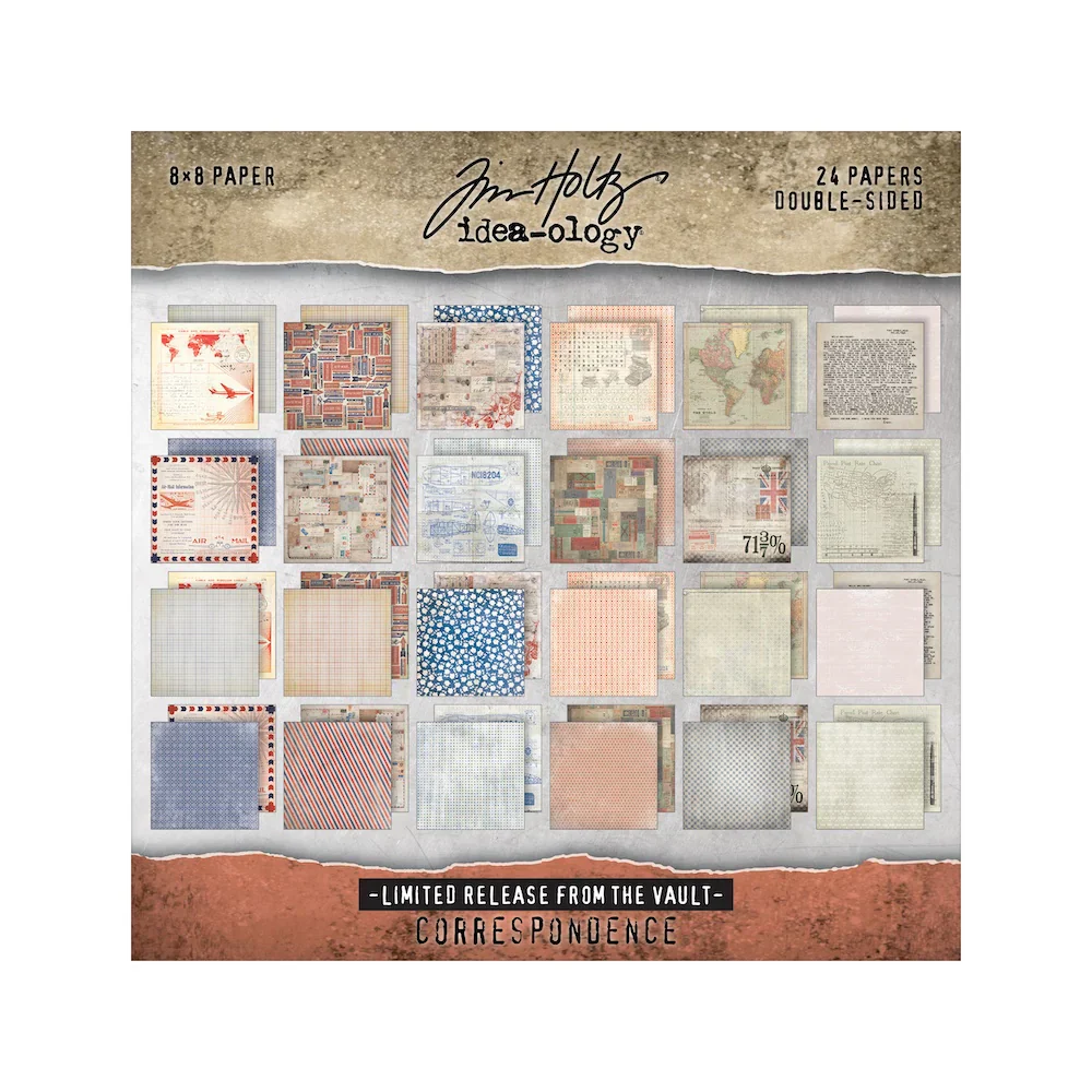Tim Holtz Idea-ology Vault Correspondence 8x8 Inch Paper Stash 2025